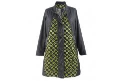 China Autumn Jointed Print Pu Leather Jacket Womens With Buttons For Closure supplier