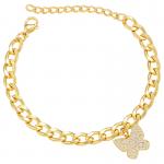 Inlay Zircon 18 Karat Gold Plated Chain Micro Cuban Link Bracelet Key Lock for sale