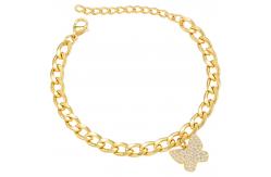China Inlay Zircon 18 Karat Gold Plated Chain Micro Cuban Link Bracelet Key Lock supplier