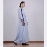 160gsm Ready Made Garments Pure Linen Tall Dress Long Sleeve Ankle Length for sale