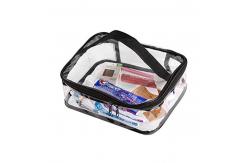 China Waterproof Transparent PVC Train Case Organizer Makeup Pouch with Top Handle supplier