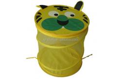 China Bathroom Mesh Popup Polyester Foldable Laundry Basket With Cover supplier