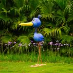 Outdoor Metal Garden Ornaments Metal Big Blue Bird Customized for sale