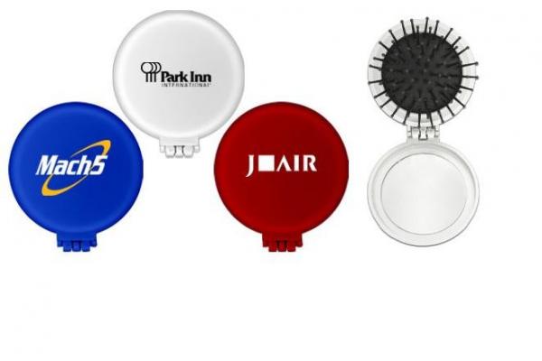 Plastic compact mirror with comb Logo customized