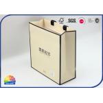 Brown Folding Paper Shopping Bags Matte Lamination With Ribbon Handle for sale
