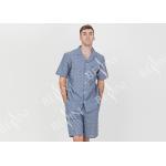 Custom Printed Mens Luxury Sleepwear Chambray Short Sleeve Button Through Shirt for sale
