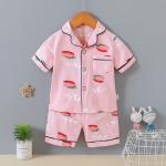 Full Flower Cardigan Pajama Set Kids Summer Thin Button Up Pyjama Set for sale