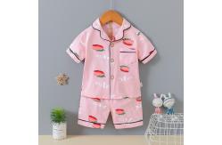 China Full Flower Cardigan Pajama Set Kids Summer Thin Button Up Pyjama Set supplier