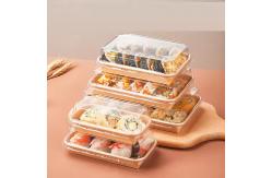 China Degradable Sushi Tray Recyclable Paper Sushi Container With Lid Cake Container supplier