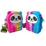 Panda Shaped Silicone Rainbow Pop It Zipper Bag MHC New Toy for sale