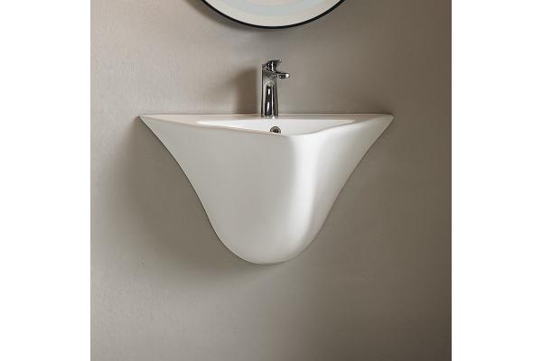 Modern Ceramic Bathroom Basin Wall Mounted Seamless One Piece