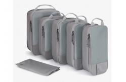 China Travel 6 Set Compression Packing Cubes , Foldable Luggage Organizer Bag Set supplier