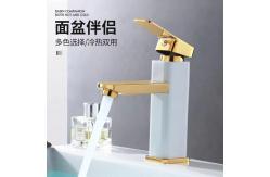China SUS304 Bathroom Mixer Waterfall Sanitary Ware Faucet With Gold Handle supplier