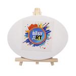 Pure Cotton Round Blank Stretched Canvas With Tabletop Easel For Kids Drawing
