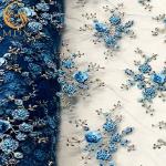 20％ Polyester Guipure Lace Fabric / Embroidered Mesh Lace 3D Applique