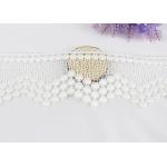 Water Soluble Floral White Guipure Lace Trim , 7.5cm Width Flat Vintage Lace Ribbon for sale