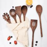 Black Walnut Kitchen Utensil 6 Pcs Home Solid Wood Spatula Spoon Cooking Set