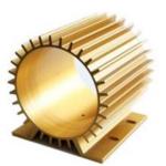 Golden Anodizing Hollow Extrusion Heat Sink Round Flat Square for sale