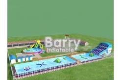 China Commercial inflatable water park equipment , metal frame inflatable amusement park supplier