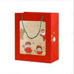 Custom Printed Paper Carrier Bags With Clear Window For Christmas Gift