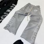 OEM Custom Print Logo Raw Hem 100 Cotton Heavyweight Stacked Flared Sweat Pants Track Pant Straight Legging Sweatpants Men for sale