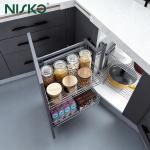 Sliding Pull Out Wire Basket 2 Shelves Kitchen Seasoning Bottle Rack