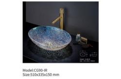 China Above Counter Transparent Glass Basin Sink Round For Bathroom supplier