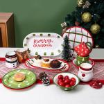 Custom Logo Print Ceramic Porcelain Christmas Dinner Plate Party Tableware Set Gift for sale