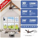 3000K Retro Ceiling Fan With Dark Walnut Blades And Glass Lampshade