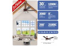 China 3000K Retro Ceiling Fan With Dark Walnut Blades And Glass Lampshade supplier