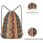 Boho Floral Drawstring Bag Backpack Bohemian Style Tribal Art Batik Seamless Pattern