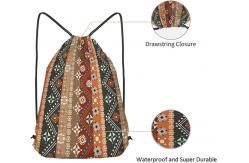 China Boho Floral Drawstring Bag Backpack Bohemian Style Tribal Art Batik Seamless Pattern supplier