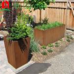 1/6 Outdoor Flower Pot Corten Steel Cube Planter Box 2mm Thickness High Strength for sale