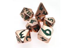 China Wear Resistant Custom Metal Dice Polyhedral Seven Dice RPG Copper material Green supplier