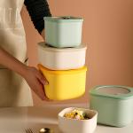 Yellow 0.6L 1.4L Microwave Safe Food Storage Containers With Lids