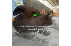 China Animatronic Skeletal Dog Head Statue: Smoke-Spraying Mechanism & Glowing Green Eye Display supplier