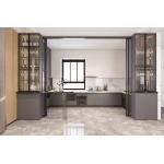 Gray And Off-White Stainless Steel Kitchen Cabinet With Double Wine Cabinet for sale