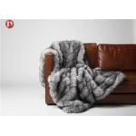Gray Cutting groove Faux Fur Weighted Blanket , Faux Coyote Fur Blanket 80''X60'' Optional Color for sale