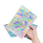 Plastic Mylar Holographic Bags Three Side Seal Bag With Clear Window for sale