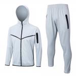 Grey Football Training Tracksuit Long Drawstring Hooded for sale