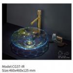 Modern Home Bathroom Glass Counter Top Sink Round Glass Wash Hand Basin for sale