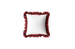 China Sublimation Pillow Covers Blanks Heat Transfer Printed Plaid With Ruffled Lace supplier