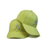Green Polyester 6 Panel Baseball Cap Flat Visor / Cotton Golf Caps for sale