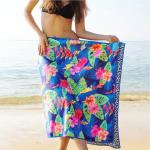 Custom Made Logo Private Label Digital Printing Sublimated Green Leaf Design Microfiber Custom Beach Towels for sale