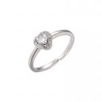 Adjustable Sterling Silver Crystal Jewelry Heart Women'S Diamond Band Rings for sale