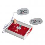 Red Hand Held Automated Electronic Defibrillator With Defibrillation Button