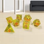 Orange Flowing Sand Yellow Crystal Resin Dnd Dice Sharp Edge Fantasy for sale