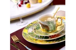 China Jungle Animal Pattern Ceramic Plate Set Round European Style For Home Party supplier