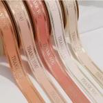 Customized Polyester Gold Foil Branded Ribbon with 3D Logo for Christmas and Birthday for sale
