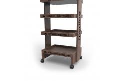 China Wooden 5 Layers Cocktail Display Stand with Wheels for Stores supplier
